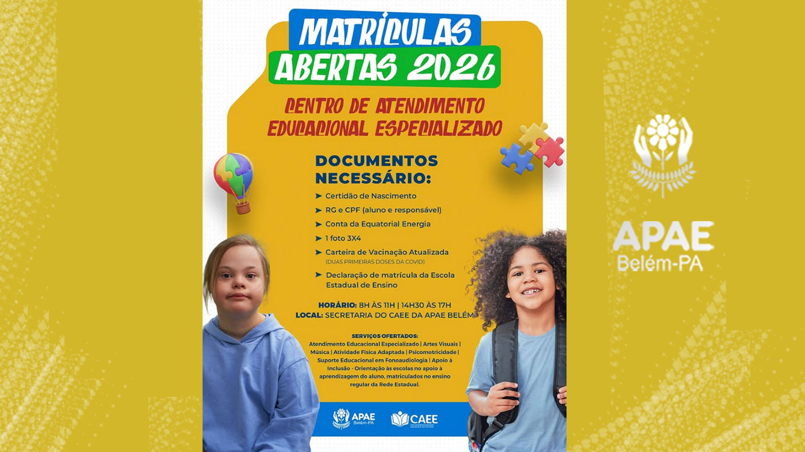 Matrículas Abertas na APAE Belém