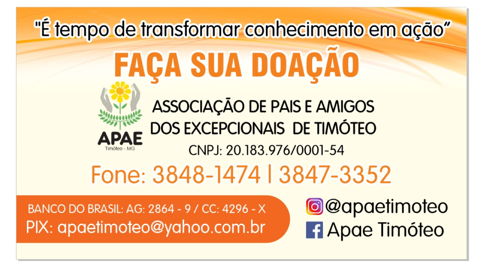 Colabore com a APAE Timóteo